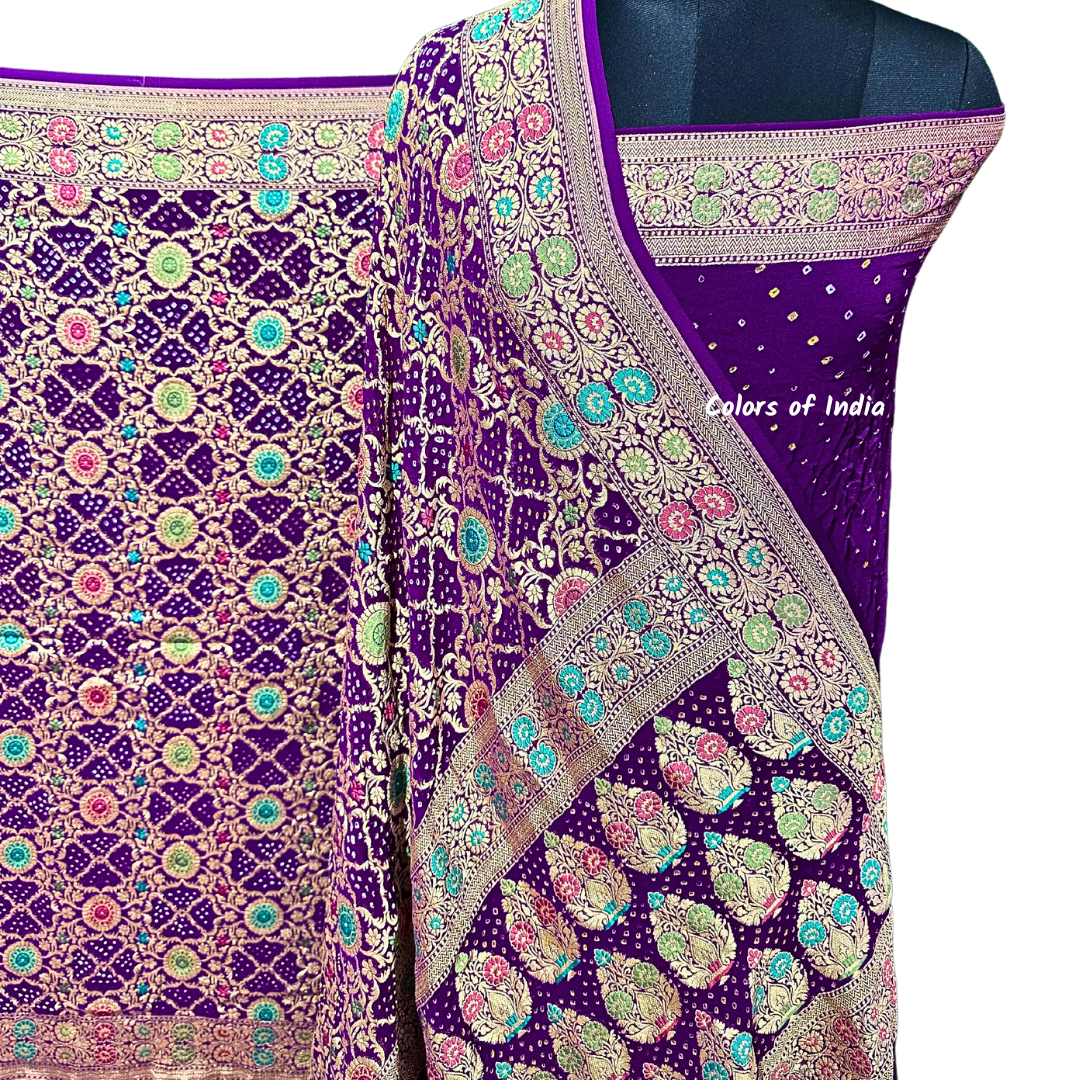 Gorgeous Handwoven Banarasi Saree in Khaddi Georgette - Shop Now with FREE SHIPPING !