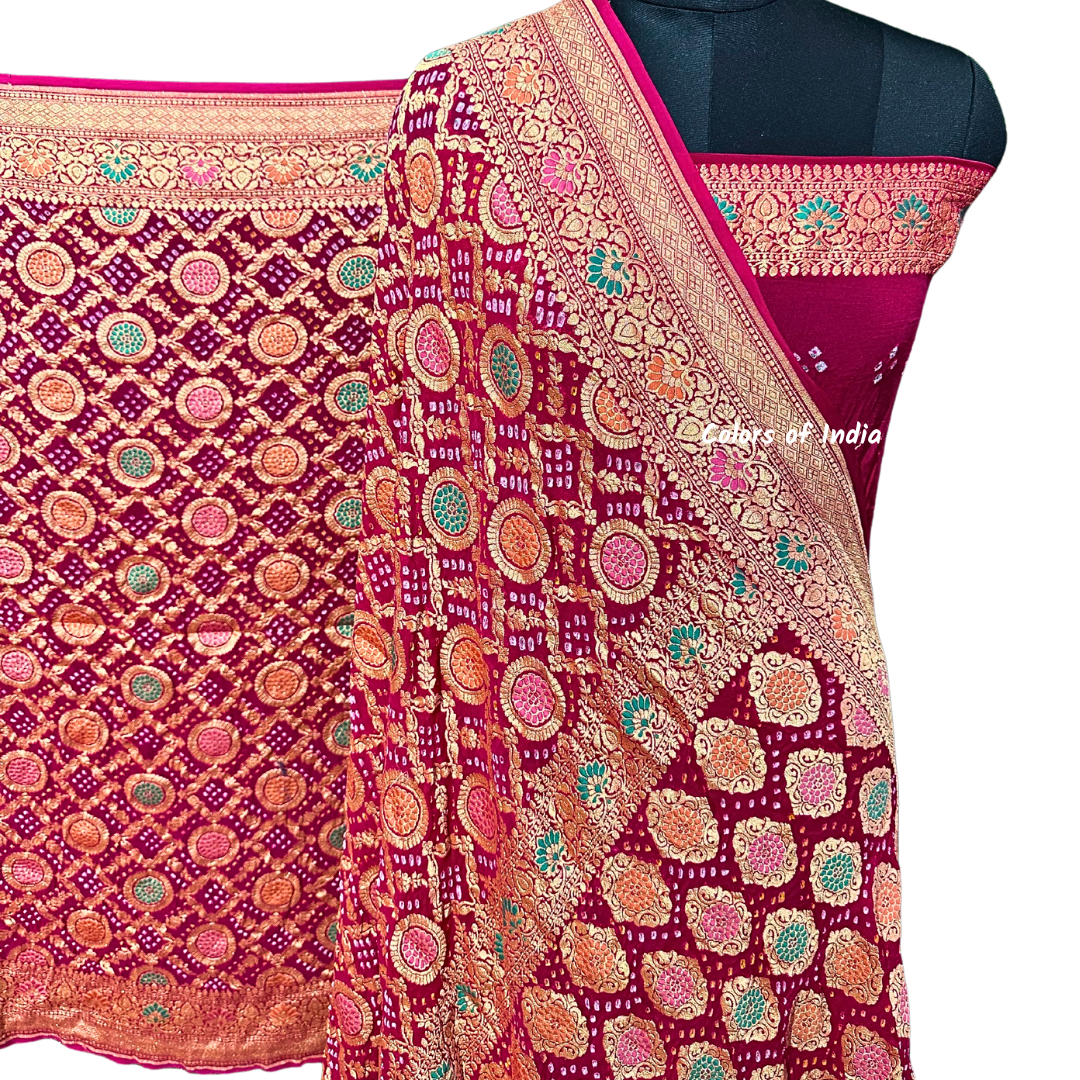 Gorgeous Handwoven Banarasi Saree in Khaddi Georgette - Shop Now with FREE SHIPPING !