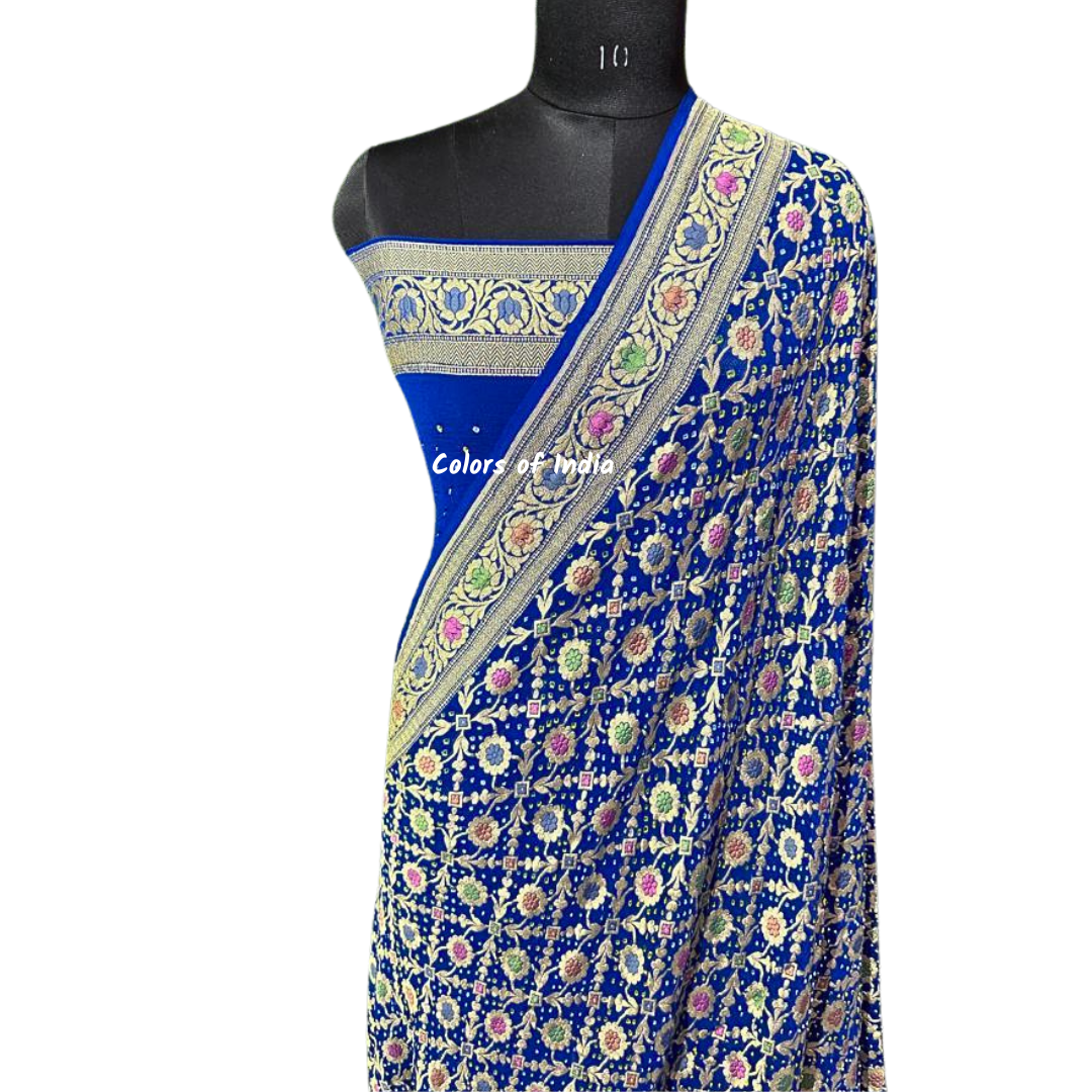 Gorgeous Handwoven Banarasi Saree in Khaddi Georgette - Shop Now with FREE SHIPPING !