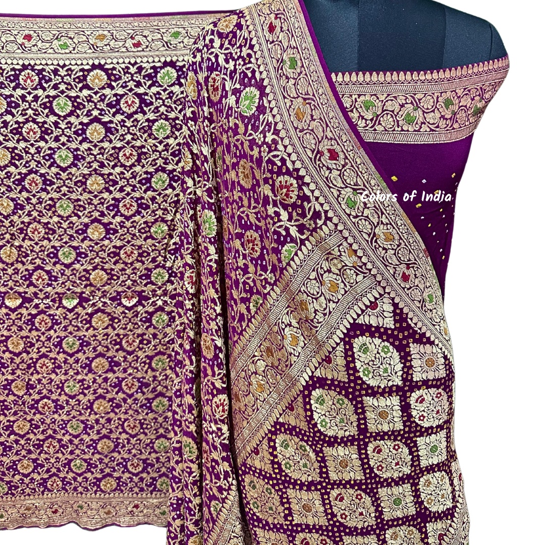 Gorgeous Handwoven Banarasi Saree in Khaddi Georgette - Shop Now with FREE SHIPPING !