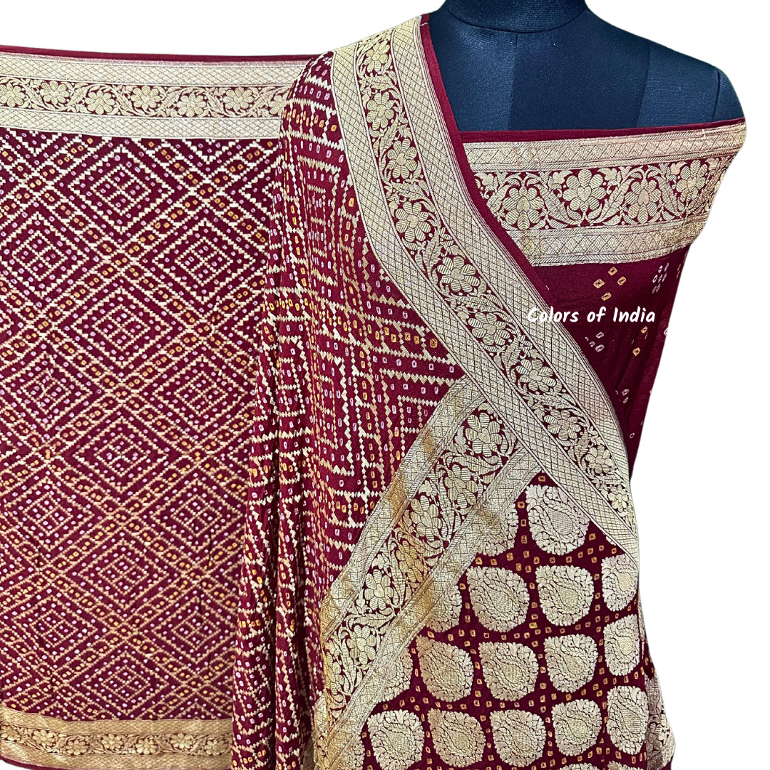 Gorgeous Handwoven Banarasi Saree in Khaddi Georgette - Shop Now with FREE SHIPPING !