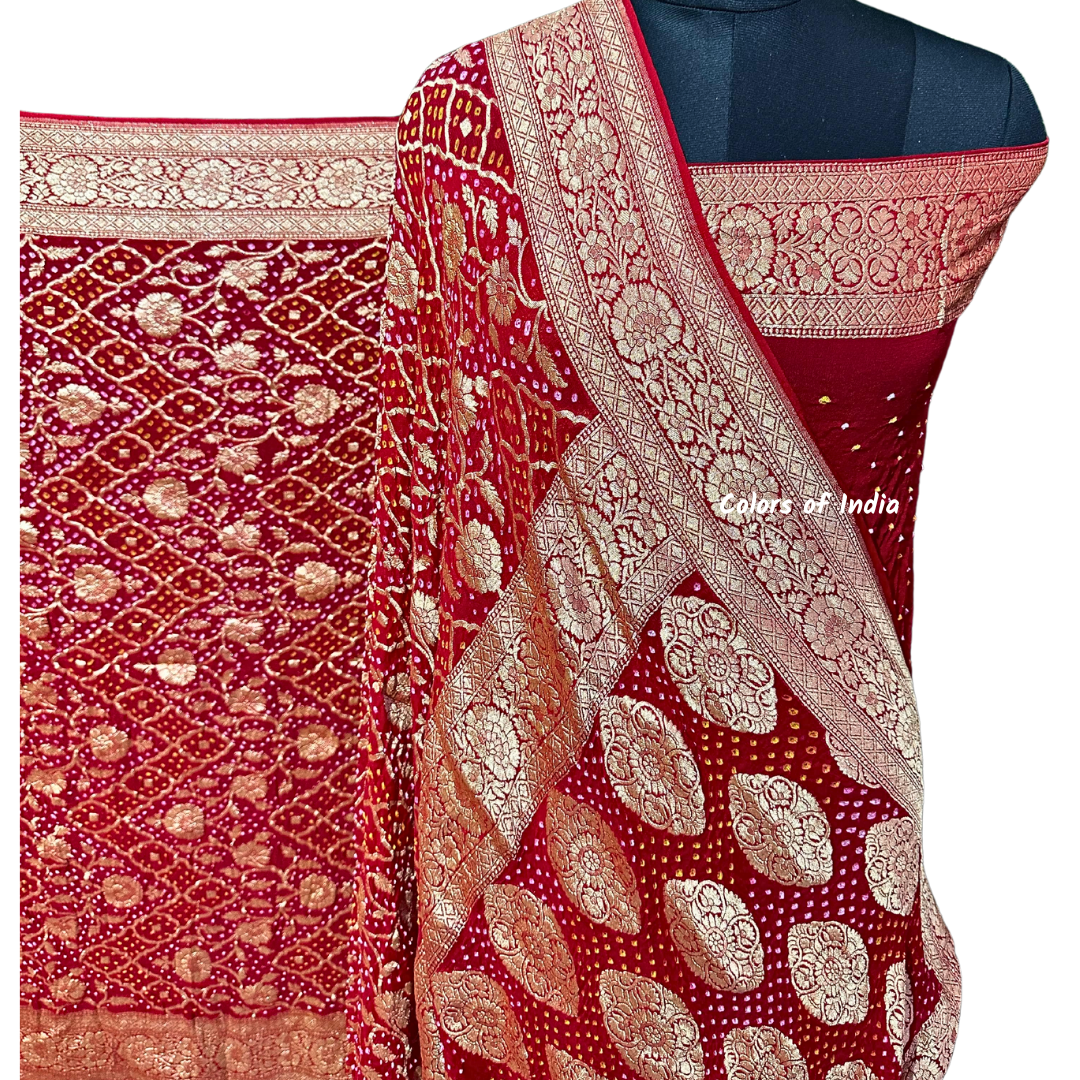 Gorgeous Handwoven Banarasi Saree in Khaddi Georgette - Shop Now with FREE SHIPPING !