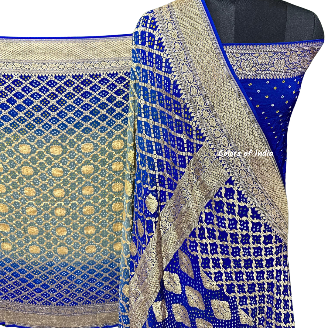 Gorgeous Handwoven Banarasi Saree in Khaddi Georgette - Shop Now with FREE SHIPPING !