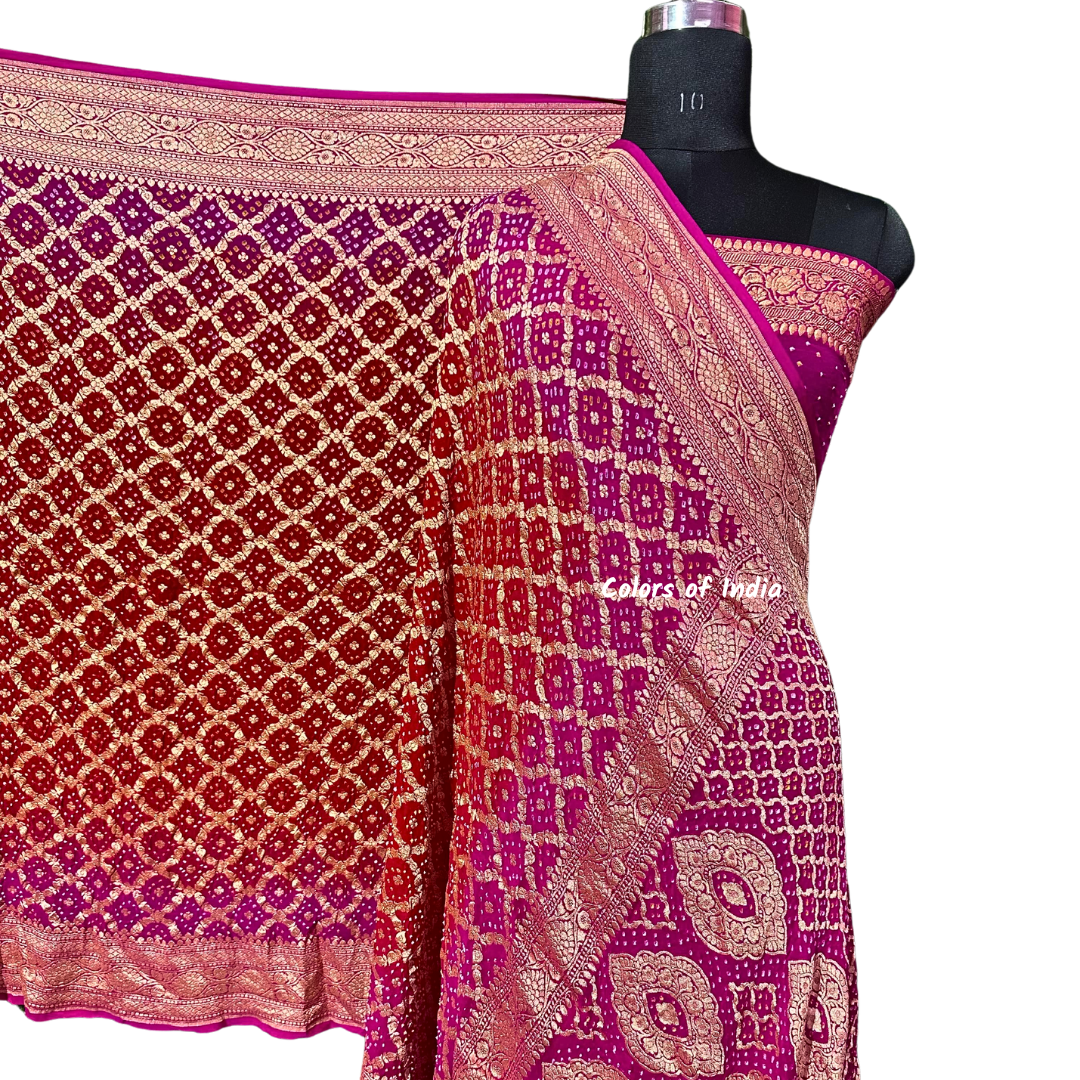 Gorgeous Handwoven Banarasi Saree in Khaddi Georgette - Shop Now with FREE SHIPPING !