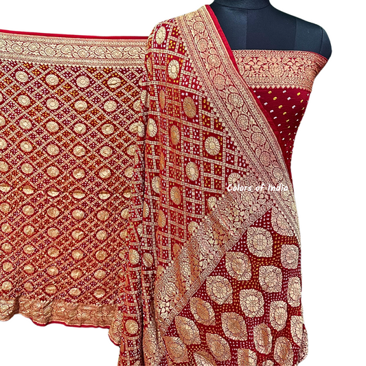 Gorgeous Handwoven Banarasi Saree in Khaddi Georgette - Shop Now with FREE SHIPPING !