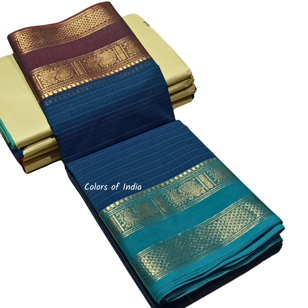 Elegant Kanchi Cotton Sarees for Women | Ganga Jamuna Borders | Summer-Ready Saree with Blouse | FREE SHIPPING