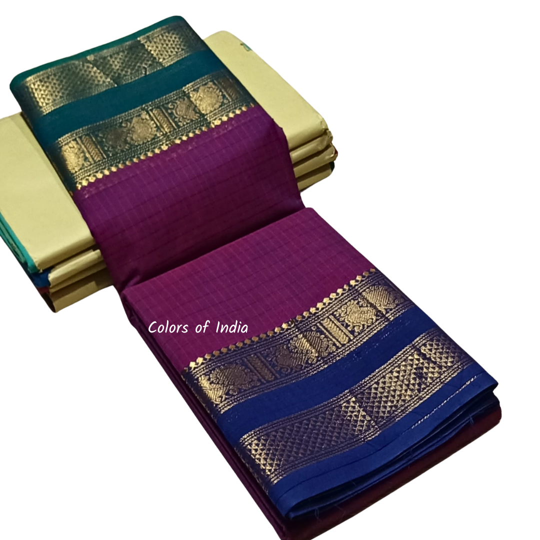 Elegant Kanchi Cotton Sarees for Women | Ganga Jamuna Borders | Summer-Ready Saree with Blouse | FREE SHIPPING