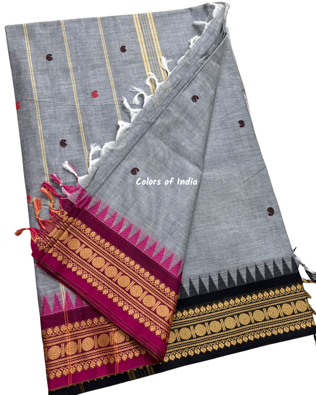 Ganga jamuna kanchi cotton saree with thin border , FREE DELIVERY