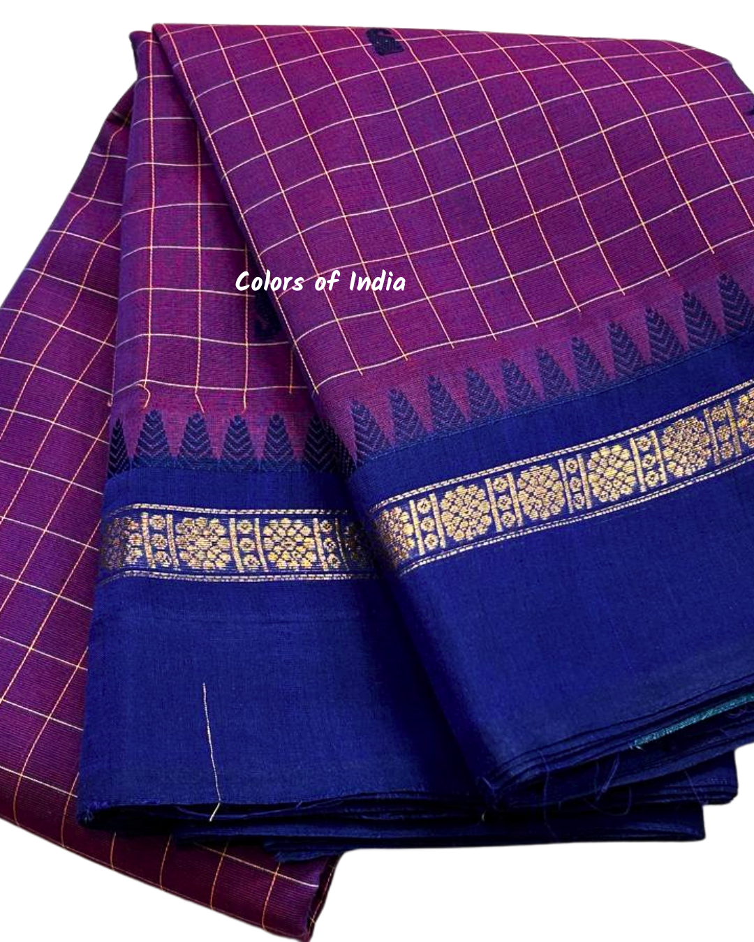 kanchi check saree with border , Cotton sarees for women , Summer saree , Kanchi saree , FREE SHIPPING