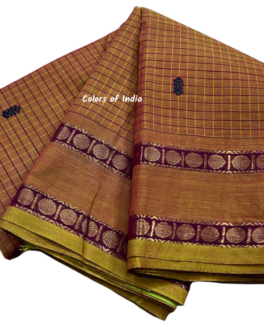 kanchi check saree with border , Cotton sarees for women , Summer saree , Kanchi saree , FREE SHIPPING