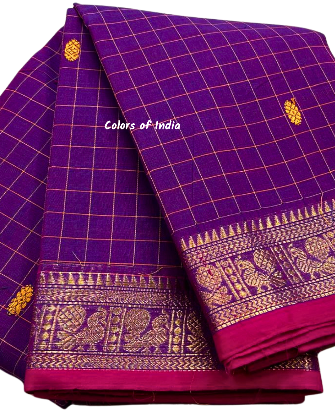 kanchi check saree with border , Cotton sarees for women , Summer saree , Kanchi saree , FREE SHIPPING