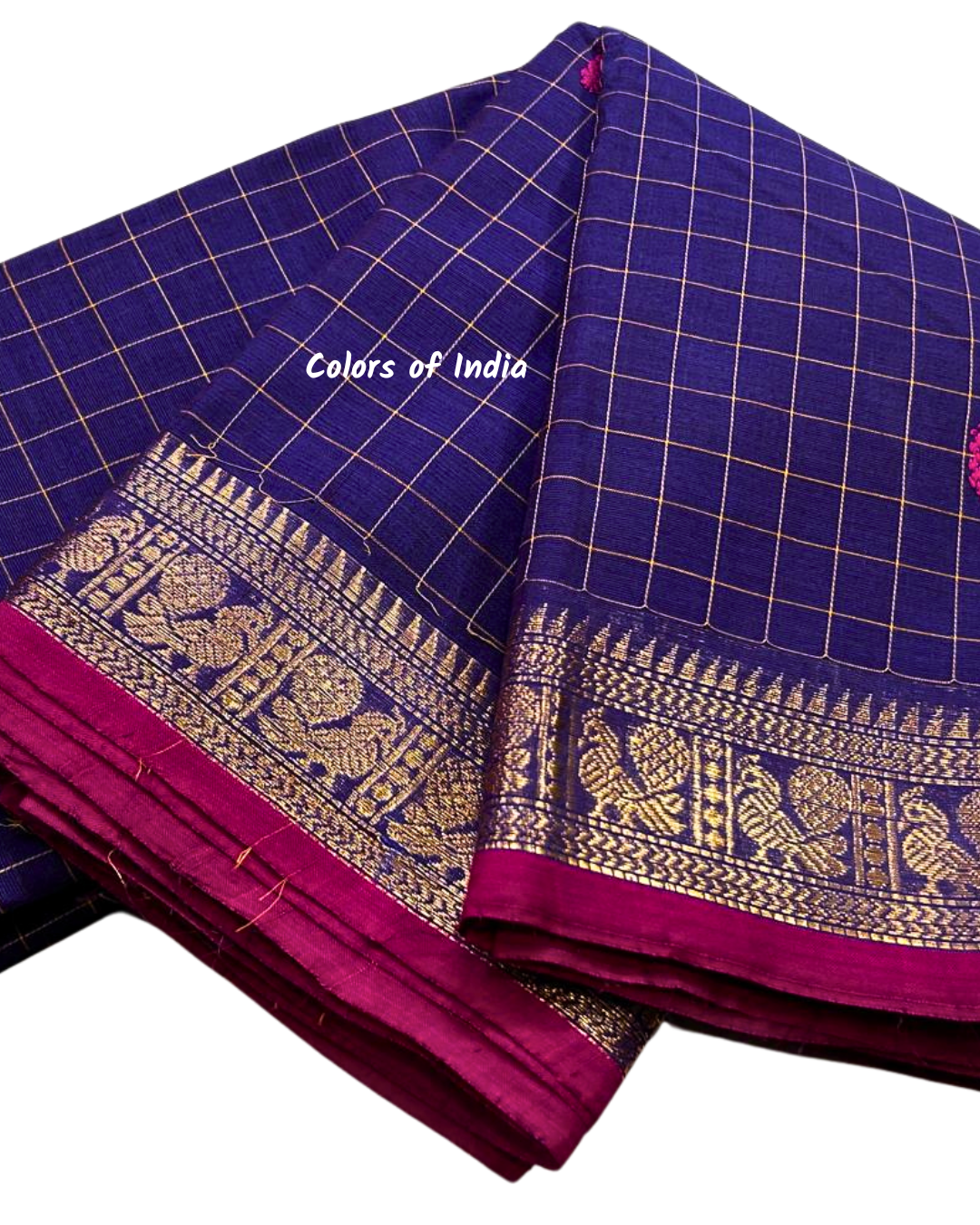 kanchi check saree with border , Cotton sarees for women , Summer saree , Kanchi saree , FREE SHIPPING