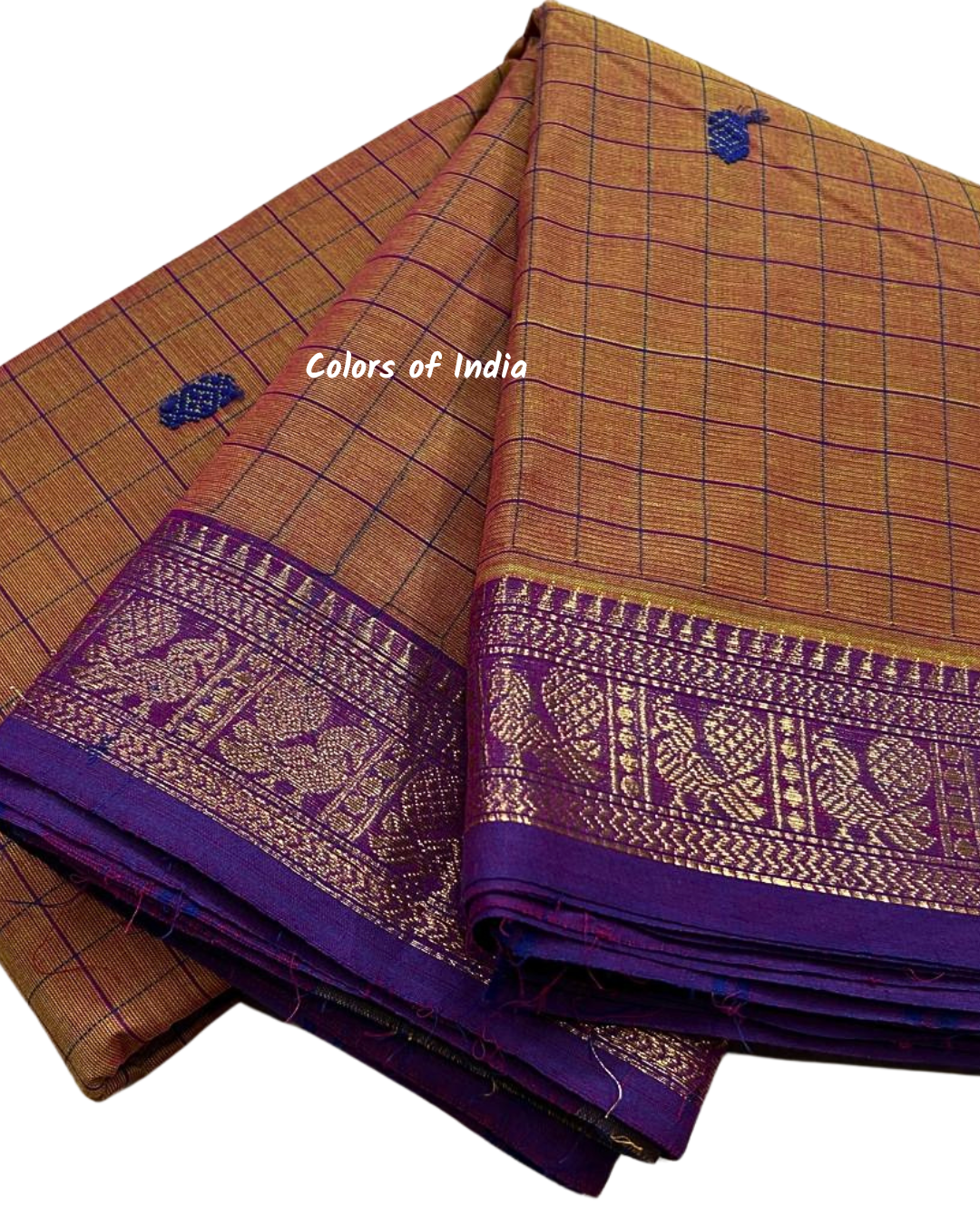 kanchi check saree with border , Cotton sarees for women , Summer saree , Kanchi saree , FREE SHIPPING