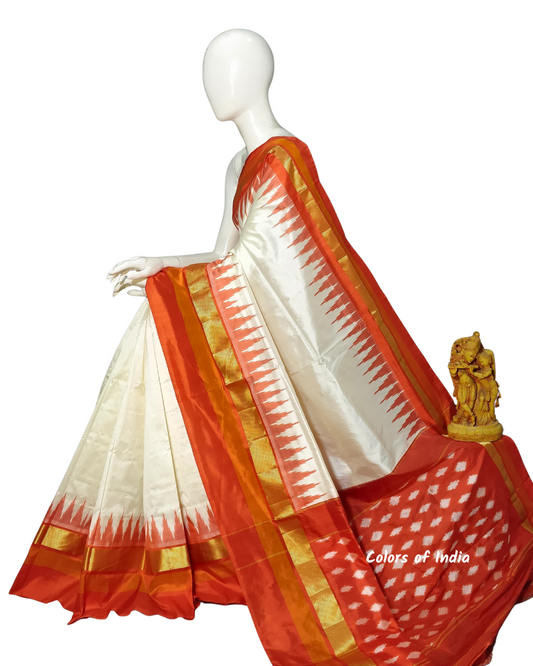 100% Pure Ikat Silk Saree | Traditional Handloom Saree for Weddings & Celebrations
