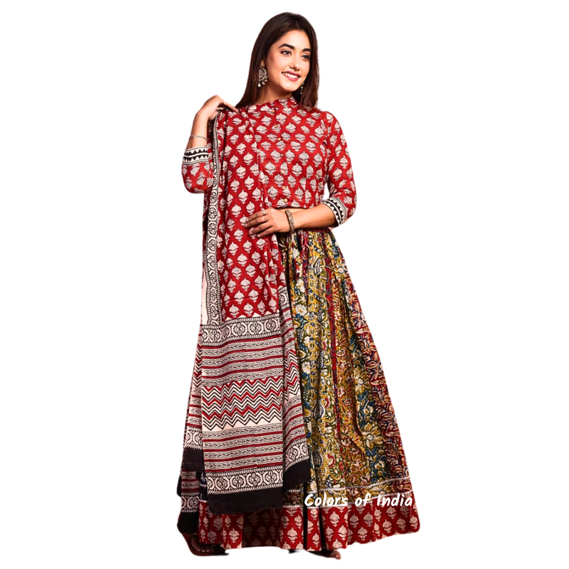 Multicolored Kalidaar  Cotton Lehenga Choli  for Women  , FREE  DELIVERY