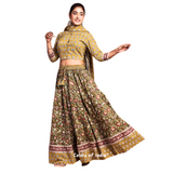 Green  Floral Cotton Lehenga Choli  for Women  , FREE  DELIVERY