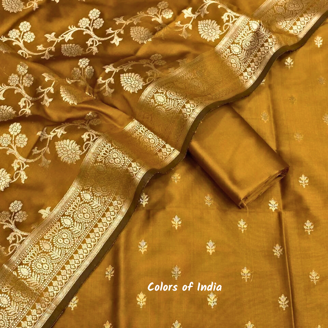 Silk salwar suit , unstitched set for women , FREE  DELIVERY