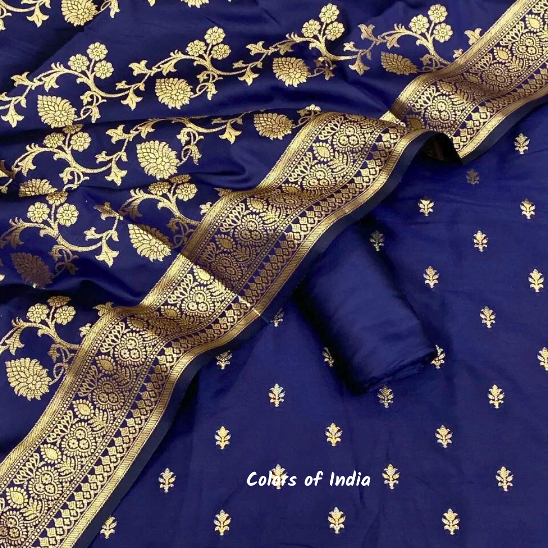 Silk salwar suit , unstitched set for women , FREE  DELIVERY