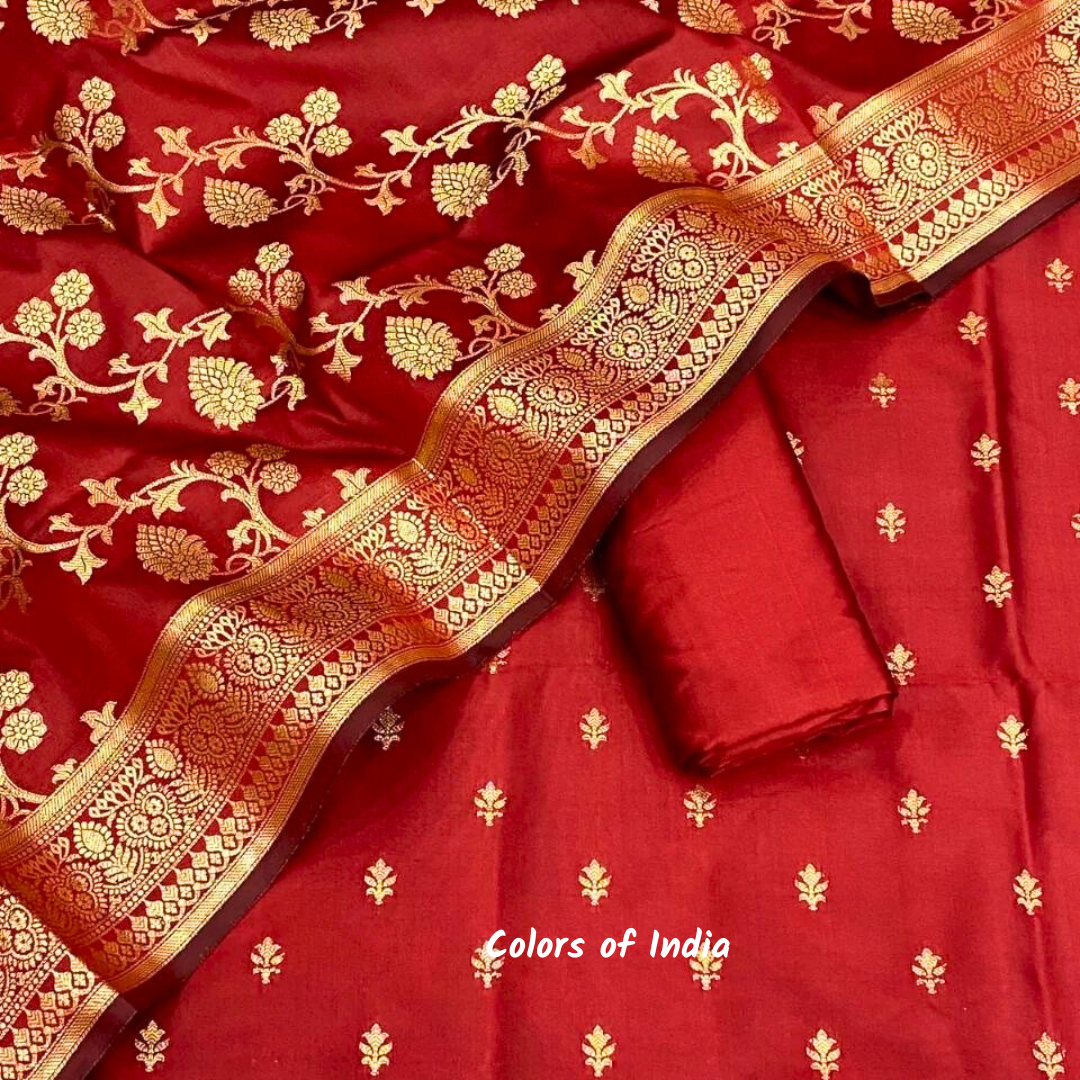 Silk salwar suit , unstitched set for women , FREE  DELIVERY