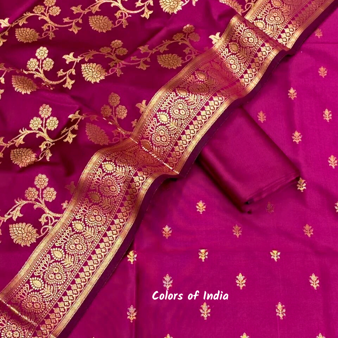 Silk salwar suit , unstitched set for women , FREE  DELIVERY