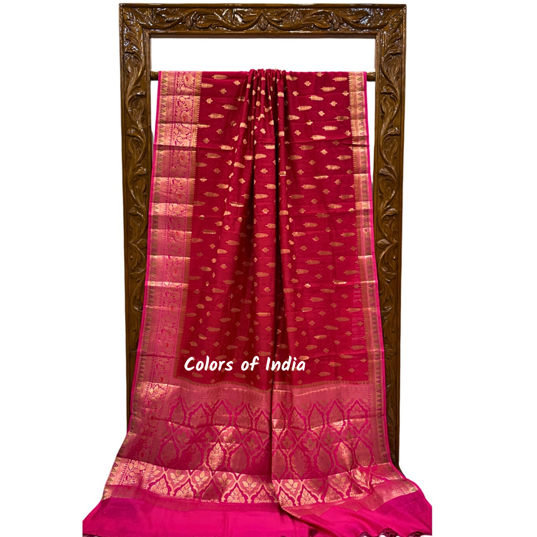 Banarasi  zari booti semi georgette saree