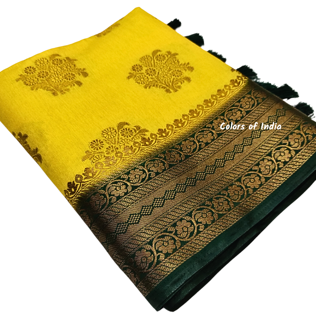 Kanchi  border sarees  with heavy pallu  and  blouse piece .