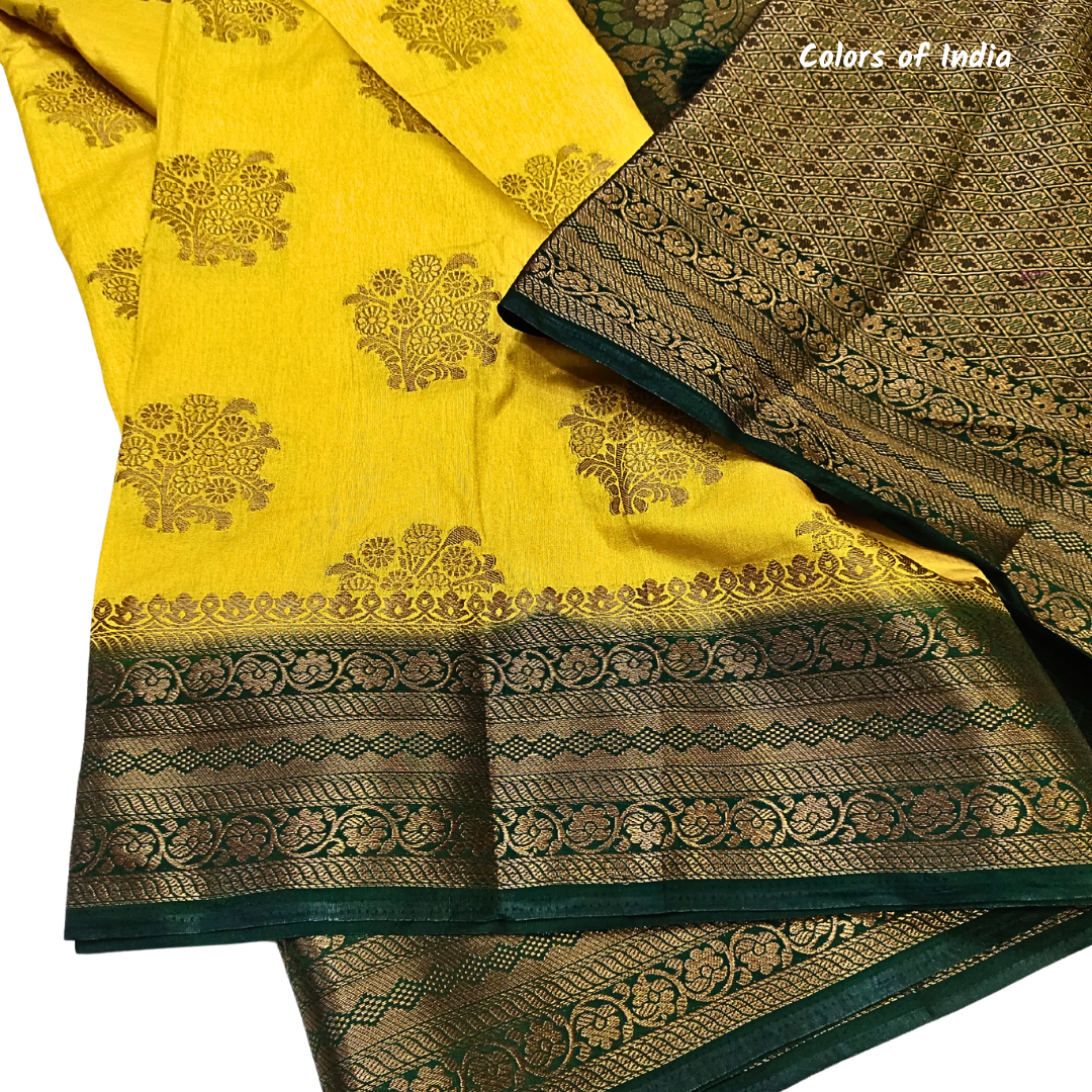 Kanchi  border sarees  with heavy pallu  and  blouse piece .