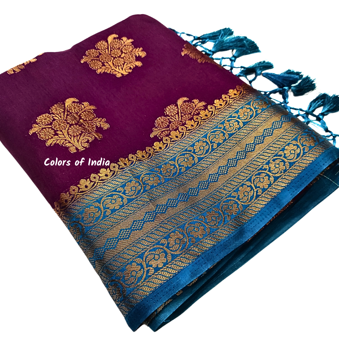 Kanchi  border sarees  with heavy pallu  and  blouse piece .