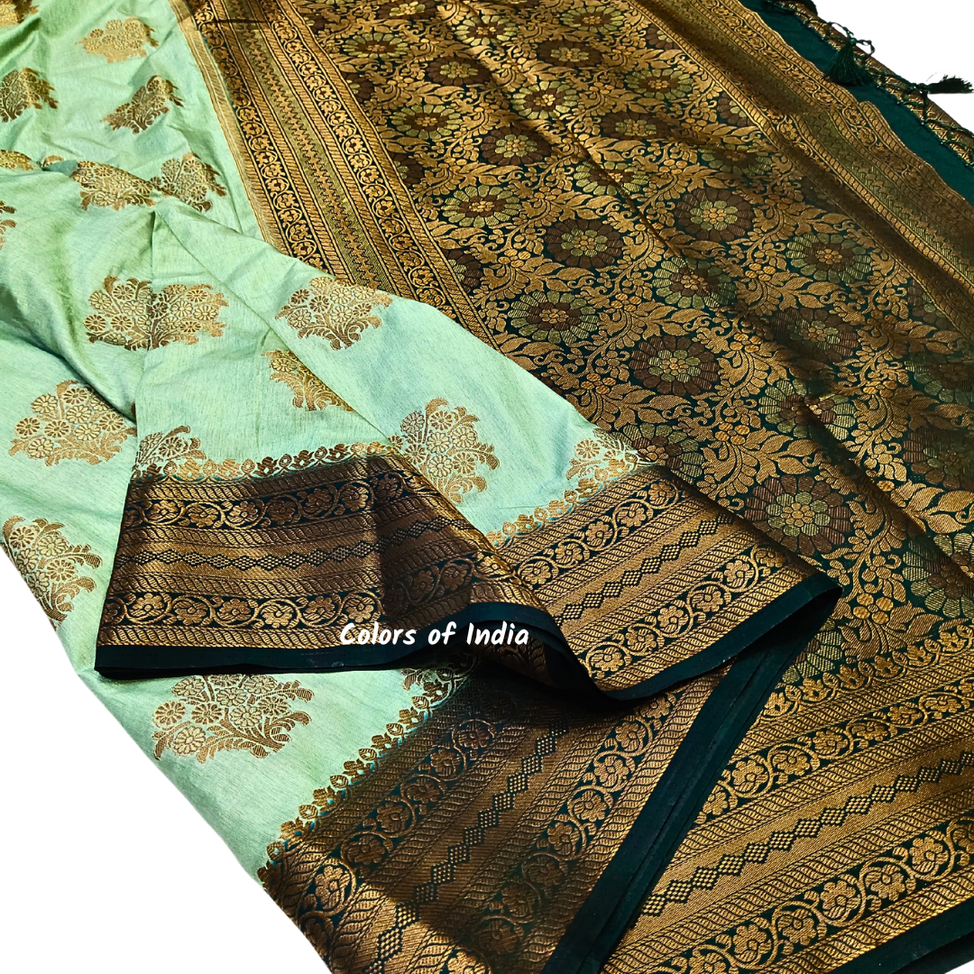 Kanchi  border sarees  with heavy pallu  and  blouse piece .