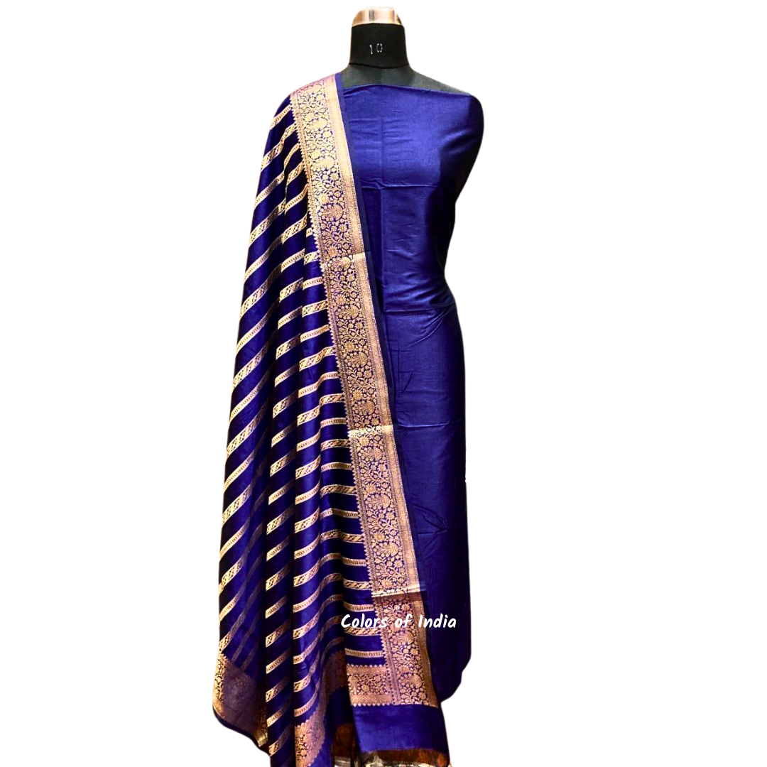 Silk suit with banarasi  zari dupatta , Free Delivery