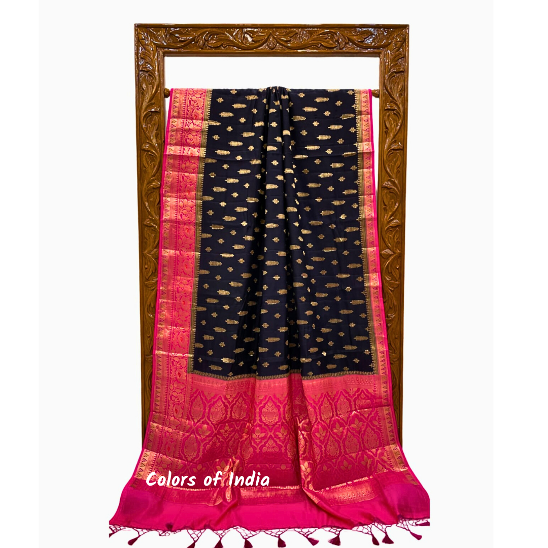 Banarasi  zari booti semi georgette saree