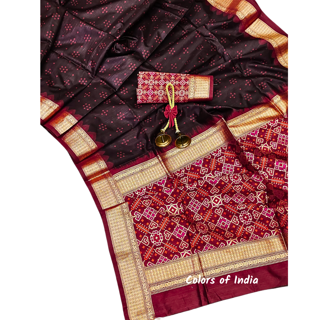 Daily wear silk sarees with patola pallu , FREE  DELIVERY