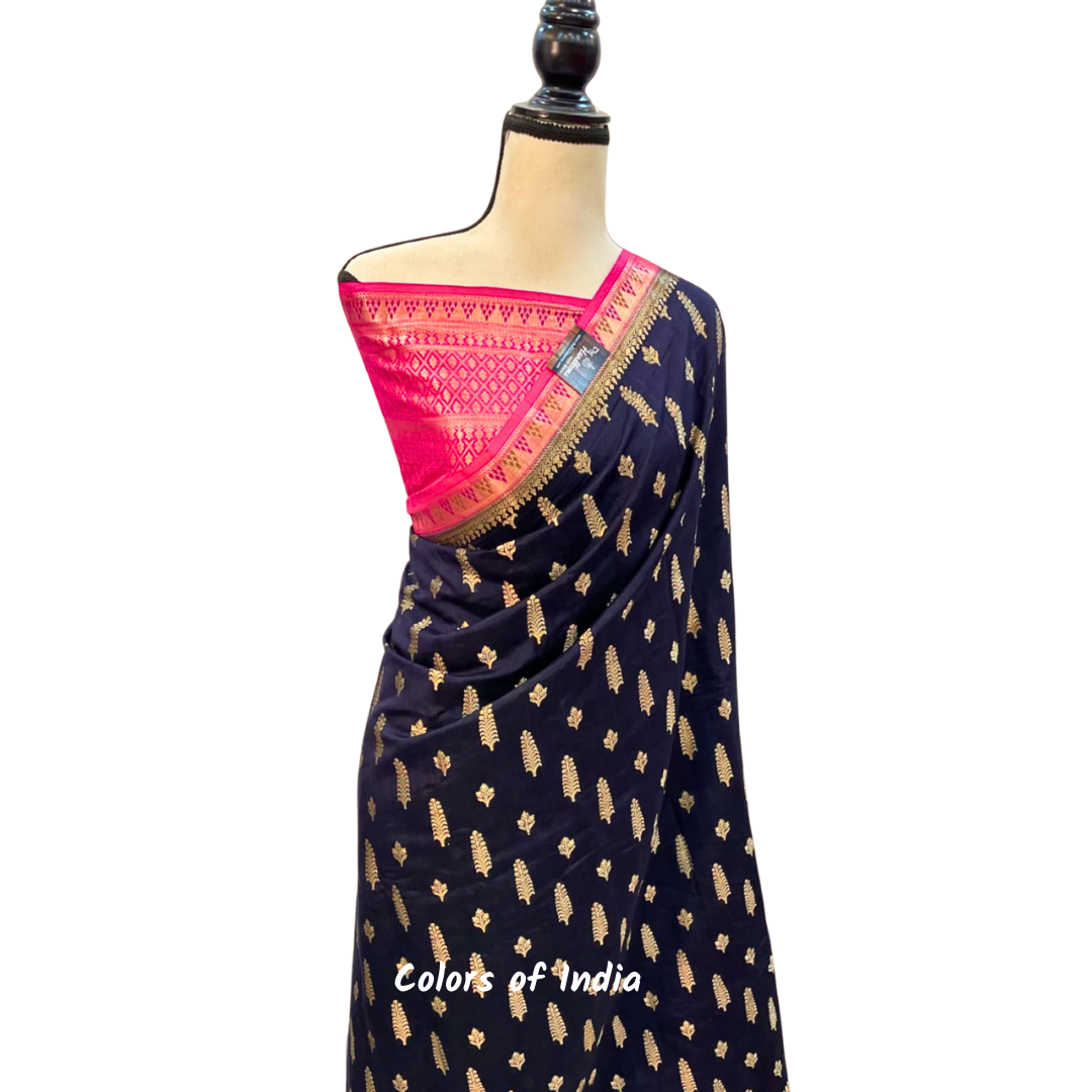 Banarasi  zari booti semi georgette saree
