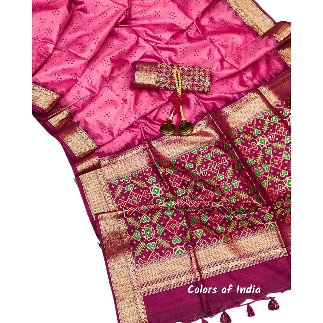 Daily wear silk sarees with patola pallu , FREE  DELIVERY