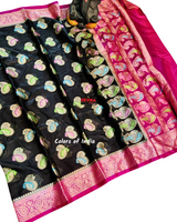 Banarasi  Semi Georgette Party Wear Sarees with Blouse Piece , FREE DELIVERY