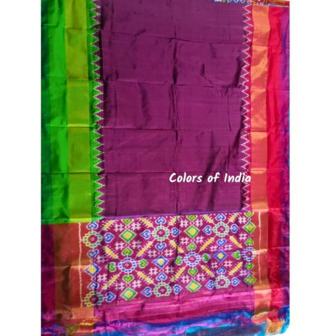 Maroon   100 % Pure Silk Ikat Dupatta  , FREE  DELIVERY