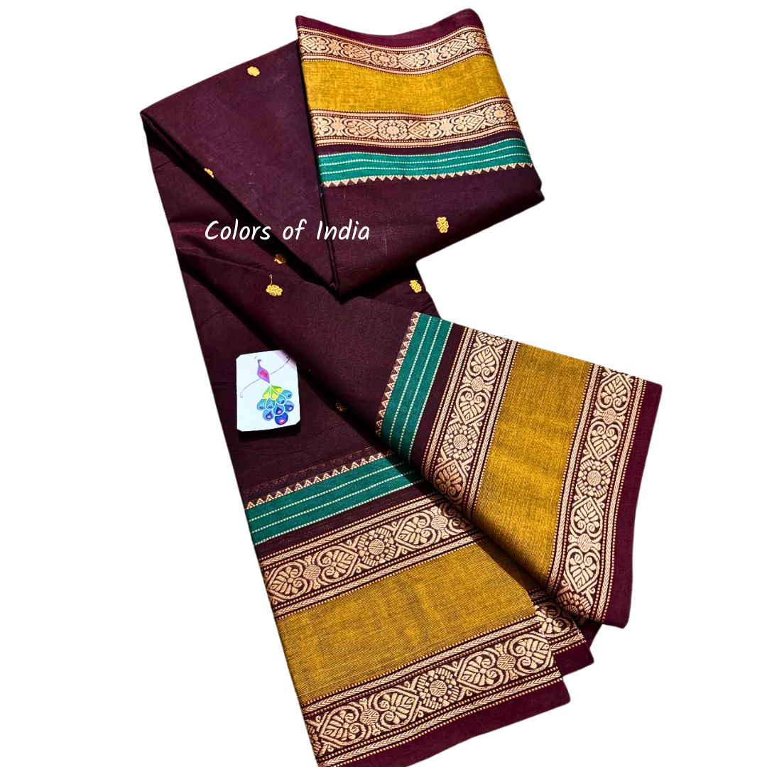 100 % Cotton Saree with Ganga Jamuna Border , Free Delivery