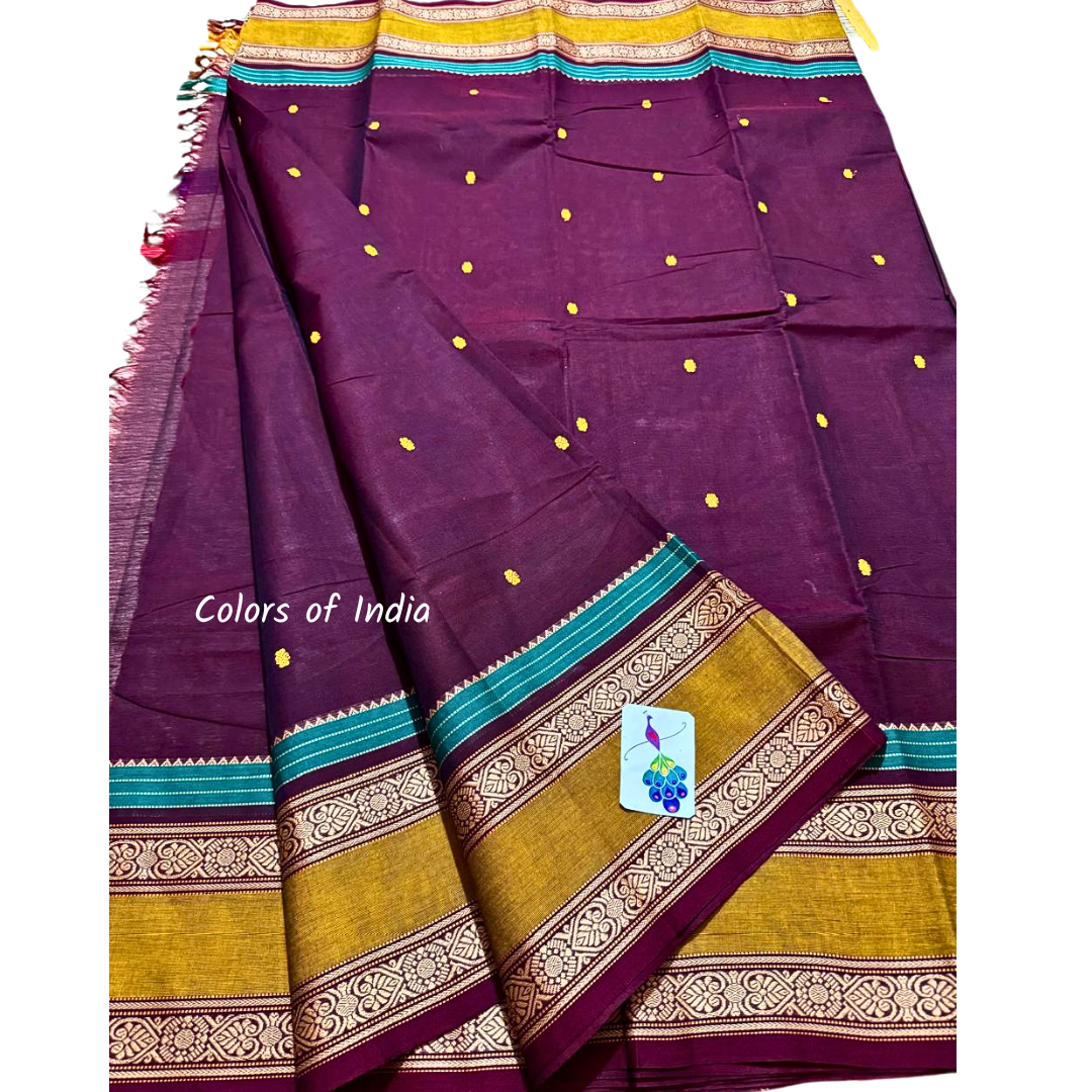 100 % Cotton Saree with Ganga Jamuna Border , Free Delivery