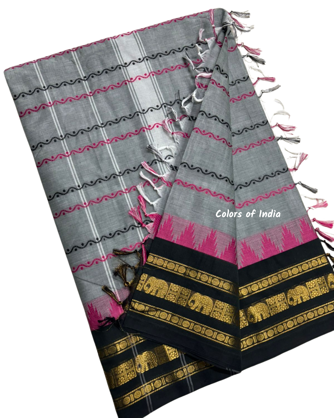 Traditional Kanchi Cotton Saree | Summer-Friendly Saree with Matching Blouse