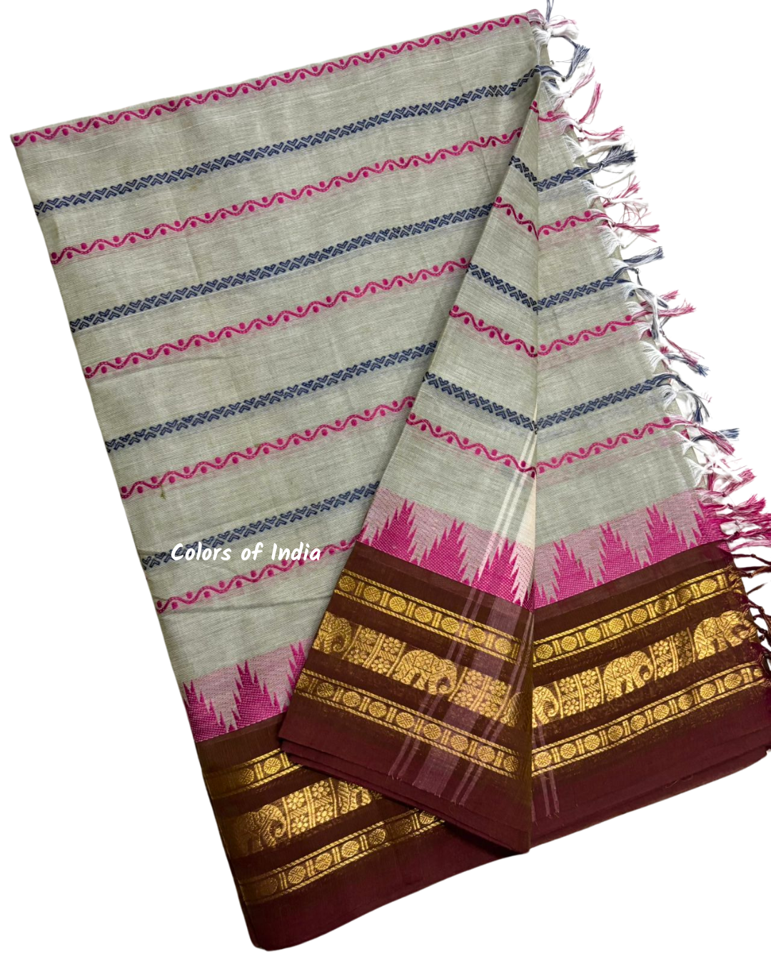 Traditional Kanchi Cotton Saree | Summer-Friendly Saree with Matching Blouse