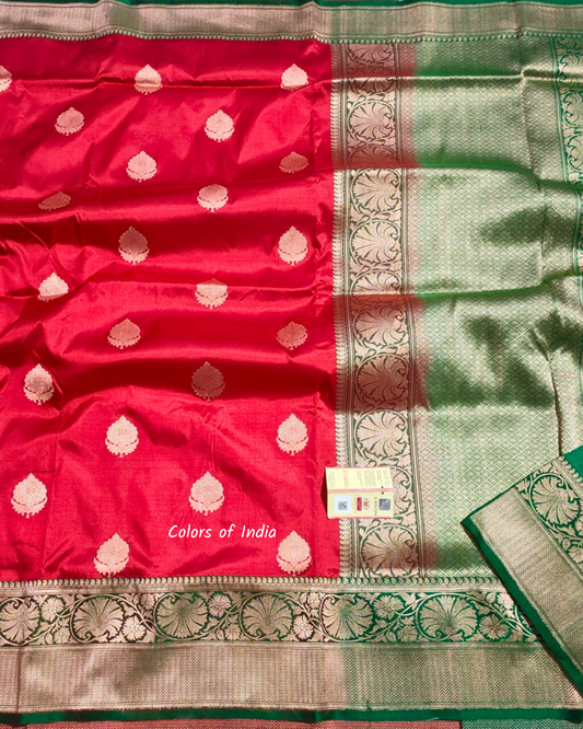 Pure banarasi silk wedding saree , Handcrafted for Special Occasions ,FREE  DELIVERY