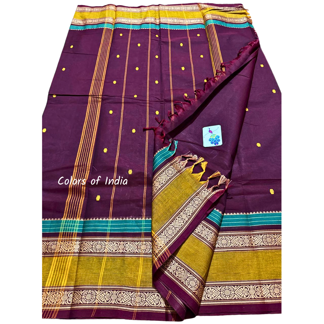 100 % Cotton Saree with Ganga Jamuna Border , Free Delivery