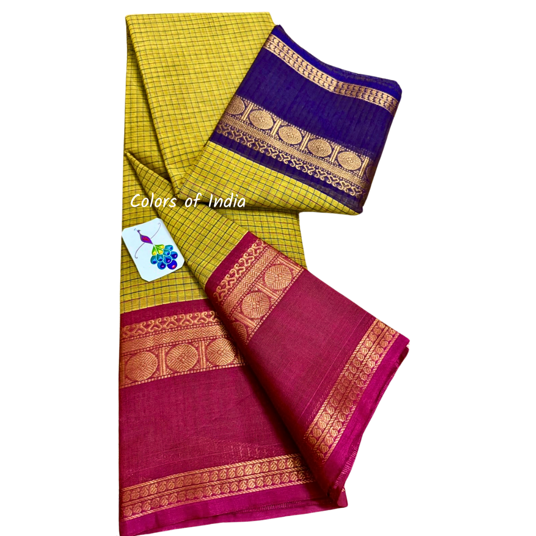 100 % Cotton Saree with Ganga Jamuna Border , Free Delivery