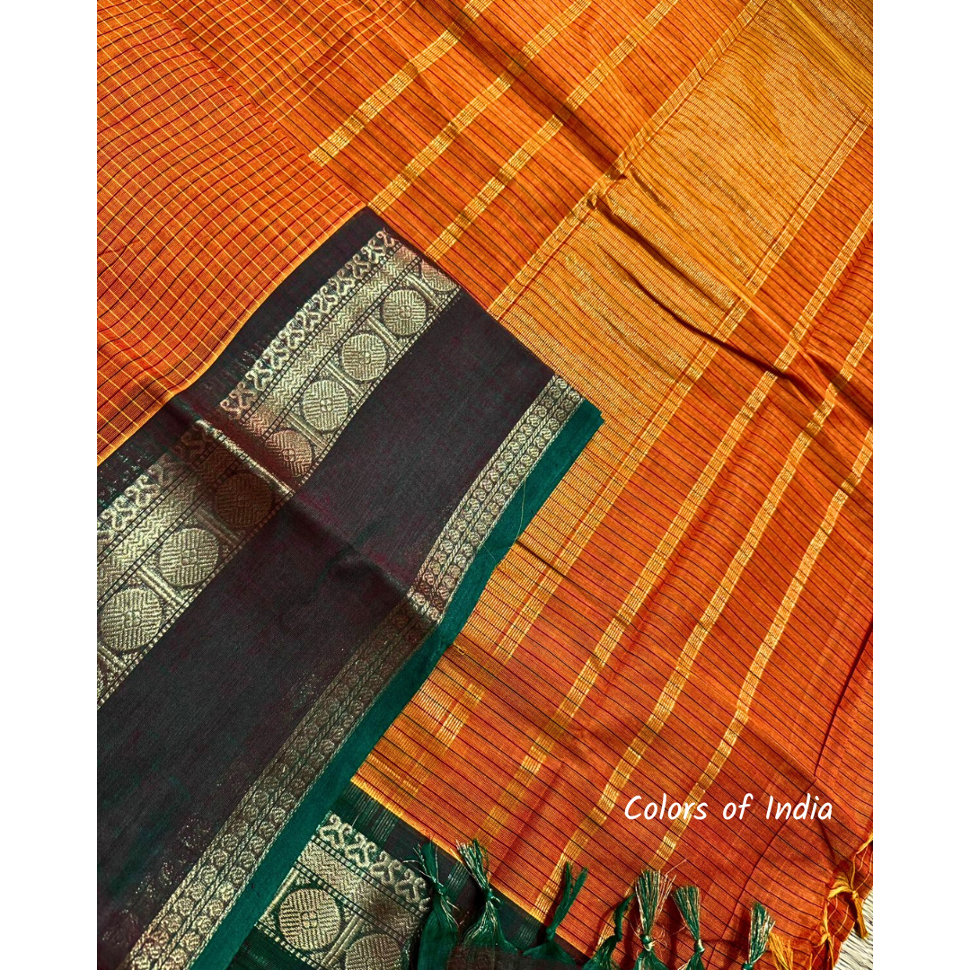 100 % Cotton Saree with Ganga Jamuna Border , Free Delivery