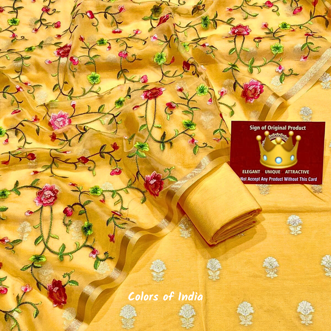 Banarasi  Chanderi Cotton Unstitched Suits  , FREE  DELIVERY