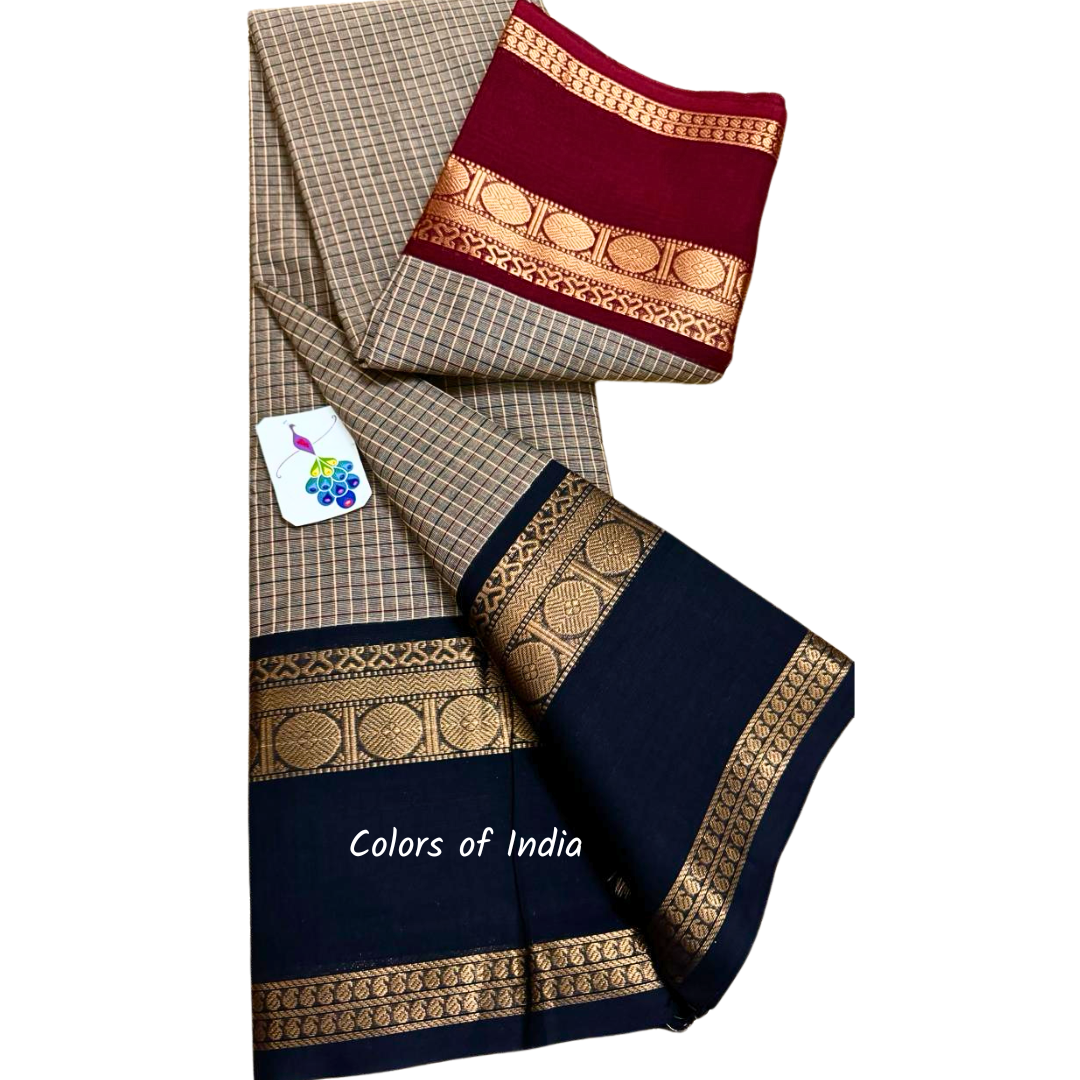 100 % Cotton Saree with Ganga Jamuna Border , Free Delivery