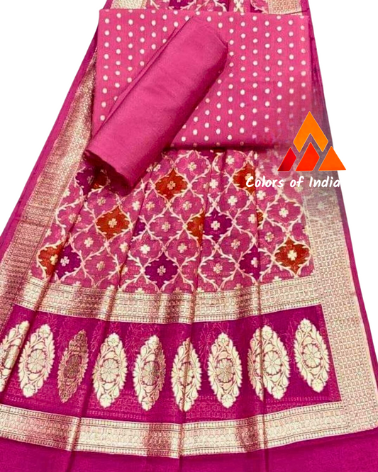 Summer party wear chanderi cotton dress material , Free delivery