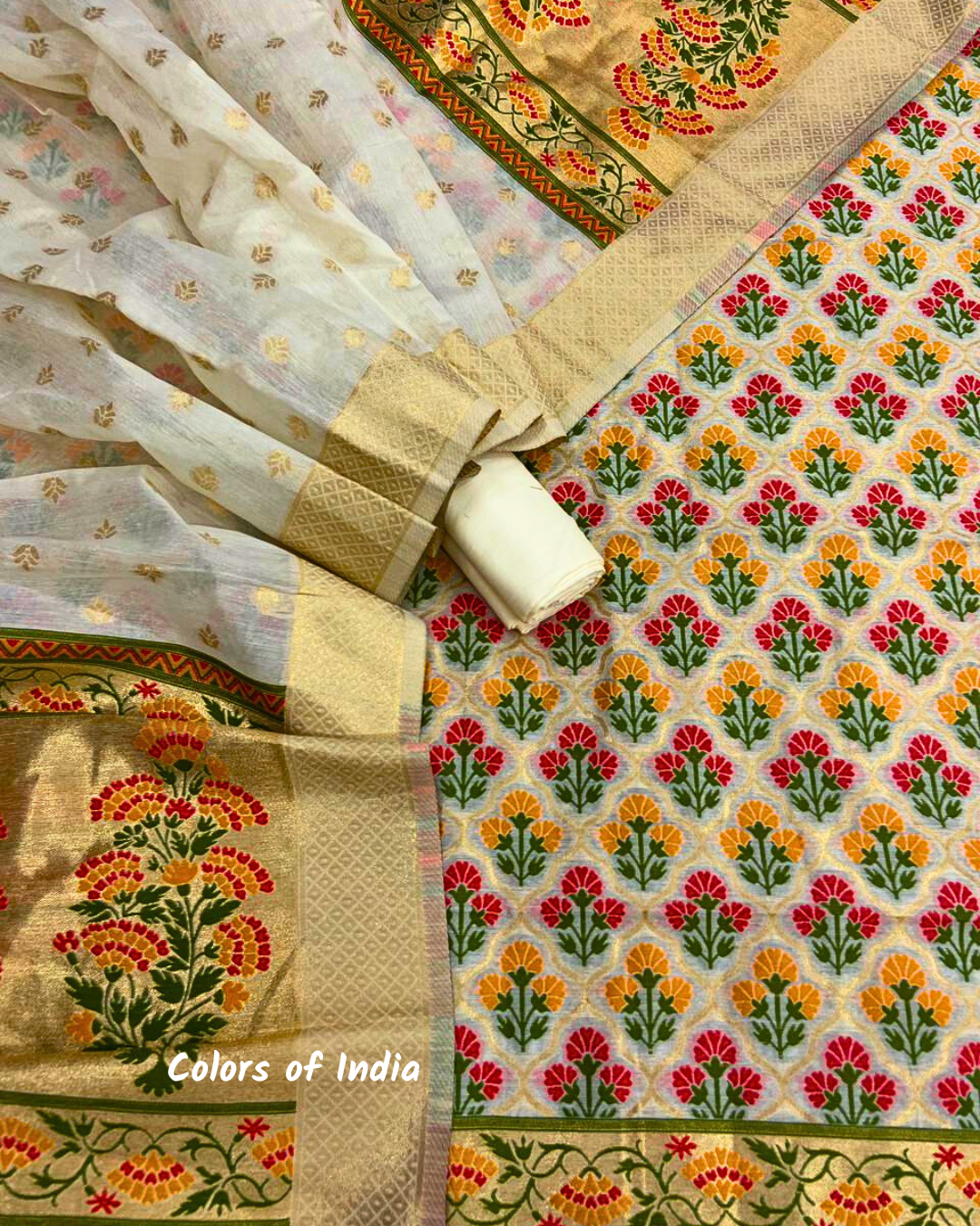 Pure Cotton Banarasi Jamdani Salwar Suit – Multicolor Options