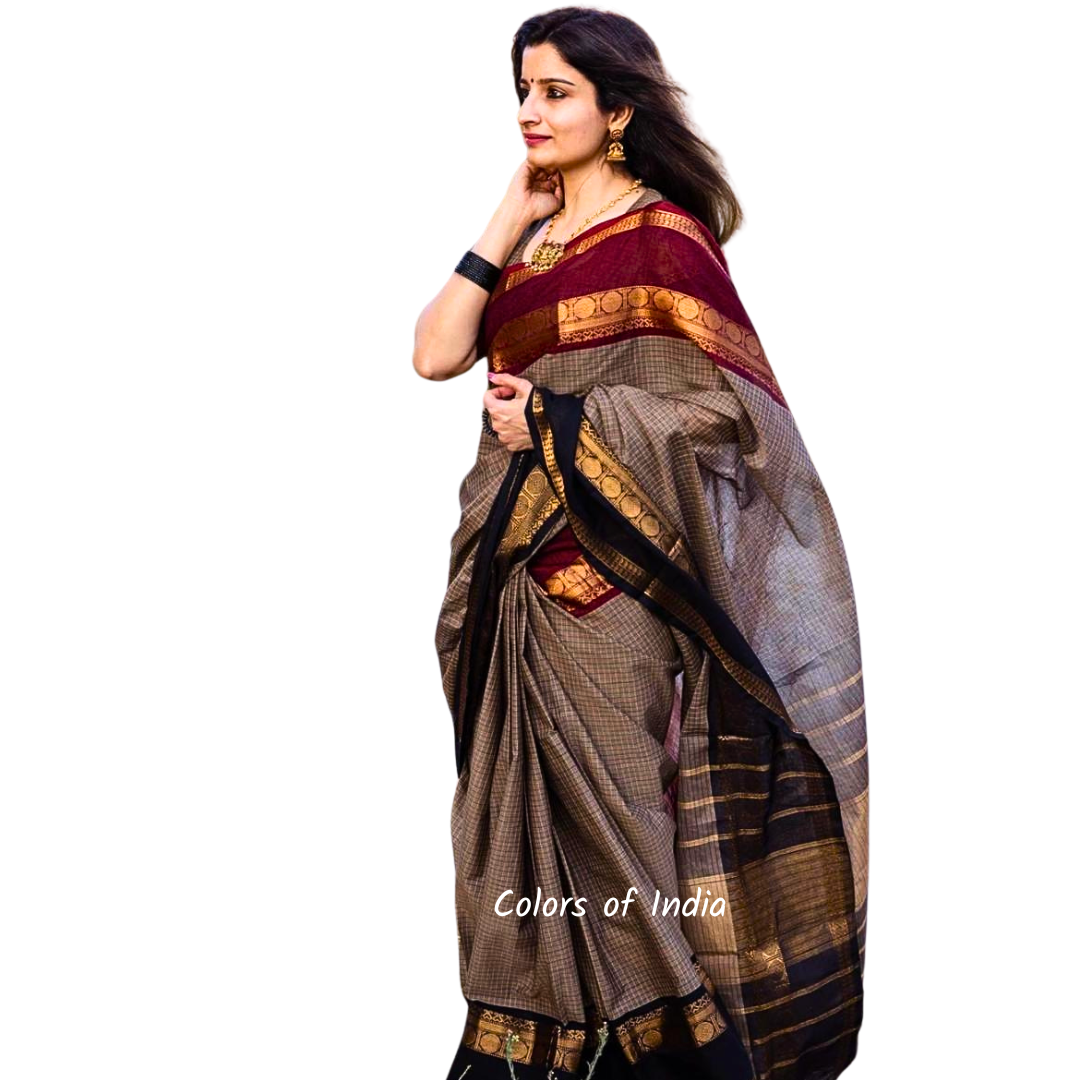 100 % Cotton Saree with Ganga Jamuna Border , Free Delivery