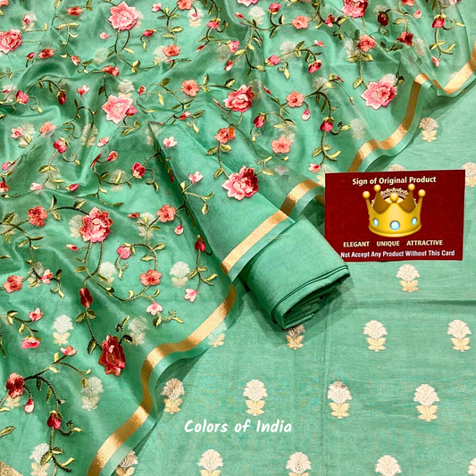 Banarasi  Chanderi Cotton Unstitched Suits  , FREE  DELIVERY